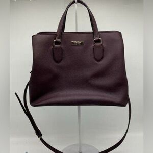 Kate Spade Evangelie Laurel Way Satchel Crossbody Wine Burgundy EUC